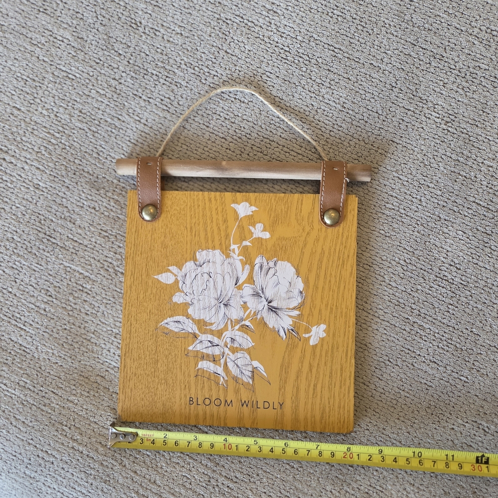 Hearth & Hand White Floral Wooden Wall Sign - Mustard - Picture 2 of 3